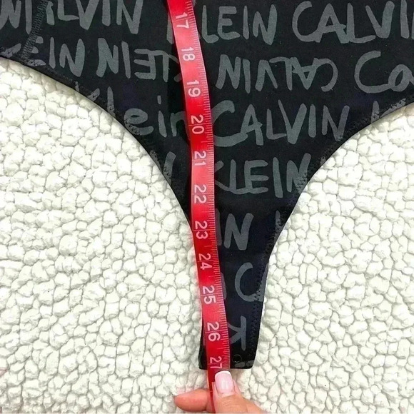 NWT Calvin Klein Perf Black Signature Zip Cotton Thong Snap Bodysuit Size M - Picture 12 of 13